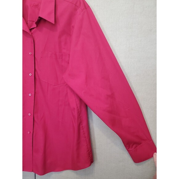 Foxcroft Wrinkle Free Red Cotton Blend Long Sleeve Button-Up Shirt Size 18 - Picture 2 of 6